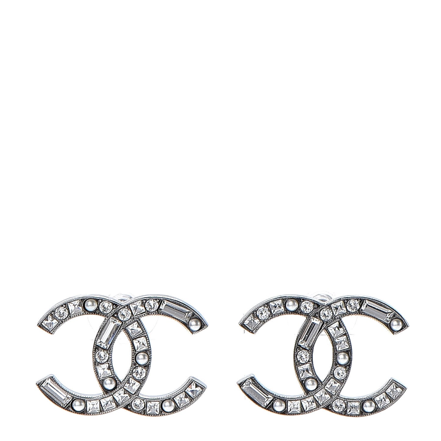 Crystal CC Earrings Silver