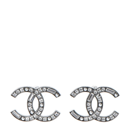 Chanel Crystal CC Earrings Silver 1 of 6