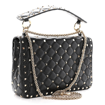 Valentino Garavani Lambskin Medium Rockstud Spike Shoulder Bag Black 3 of 11