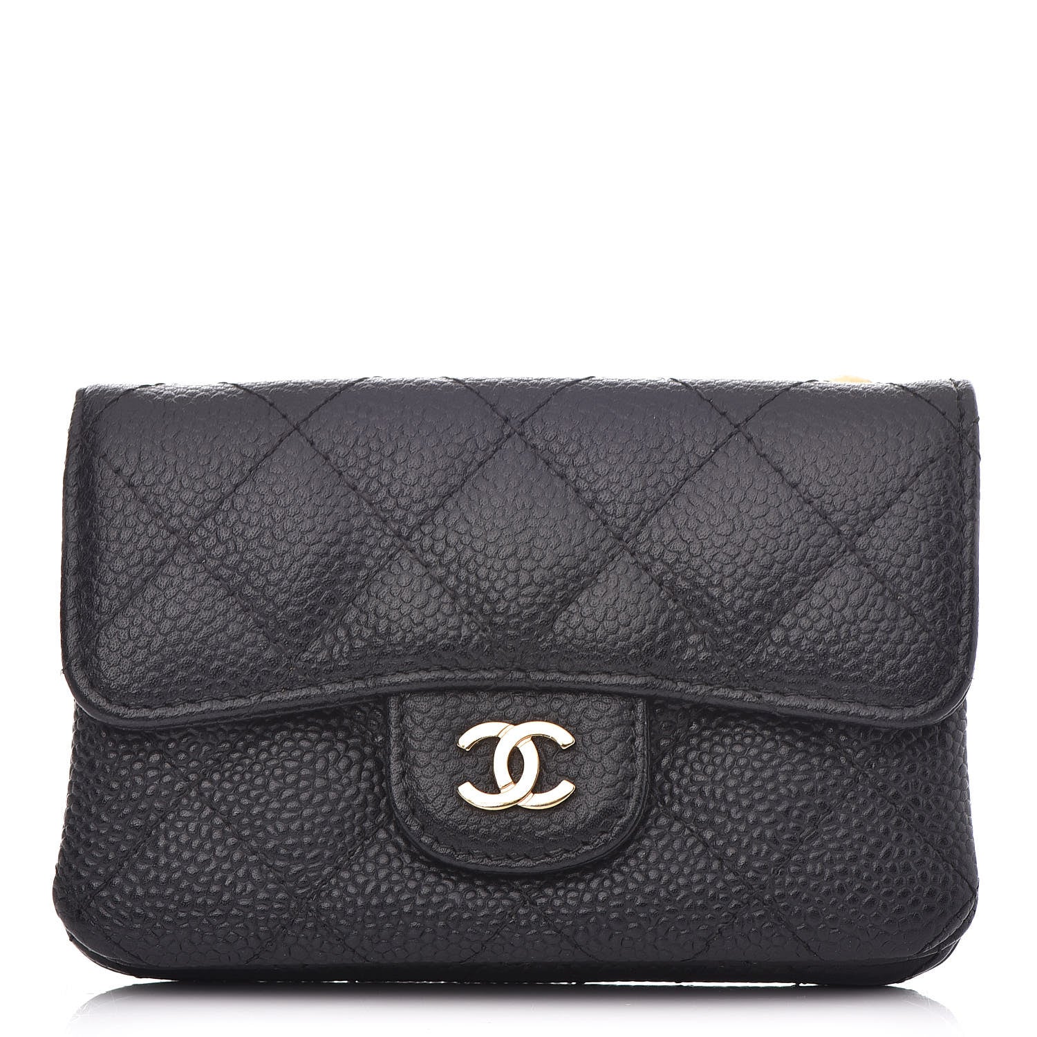 Chanel Caviar Quilted Zip Card Holder Black 1 of 12