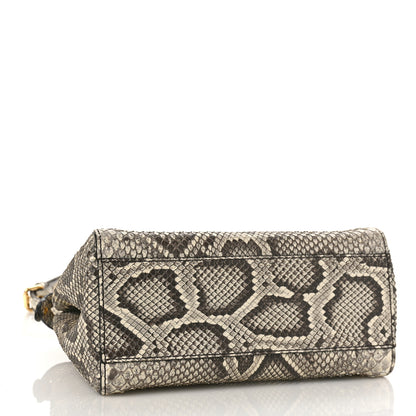 Fendi Snakeskin Shiny Nappa Mini Peekaboo Iconic Satchel Roccia Light Rose 4 of 9