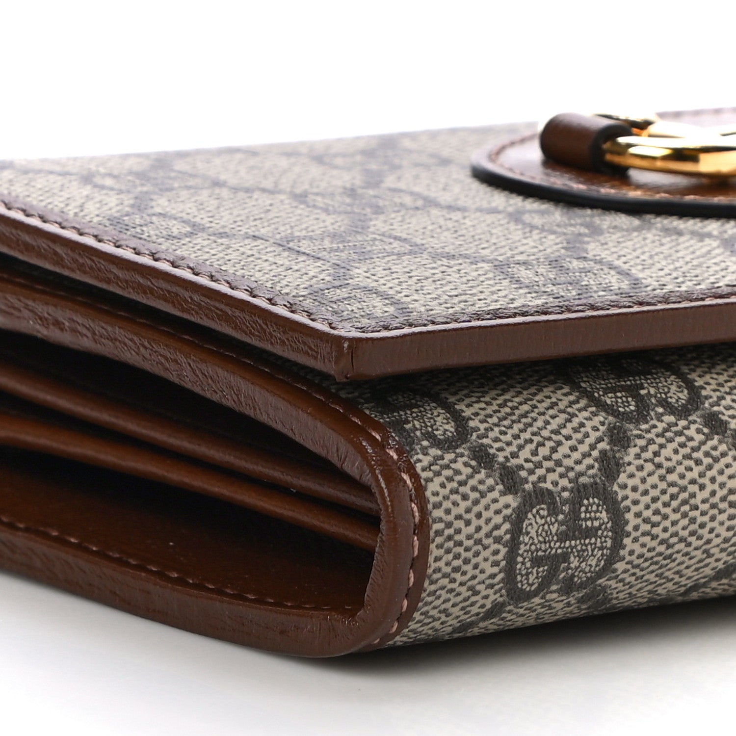 Gucci GG Supreme Monogram Azalea Calfskin Horsebit 1955 Wallet On Chain Beige Ebony Brown Sugar 9 of 11