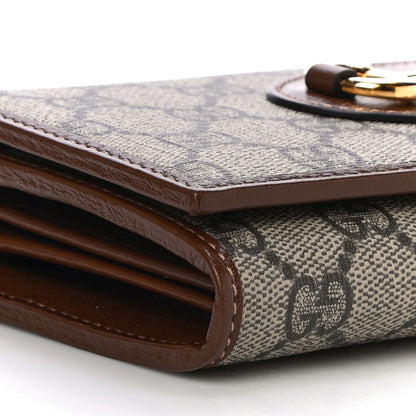 Gucci GG Supreme Monogram Azalea Calfskin Horsebit 1955 Wallet On Chain Beige Ebony Brown Sugar 9 of 11