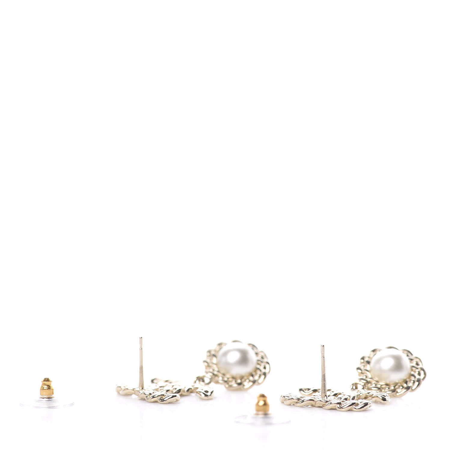 Chanel Crystal Pearl Pearls Coronation CC Drop Earrings Gold 3 of 5