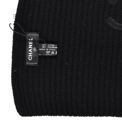 Chanel Wool Cashmere CC Scarf Black White 5 of 5