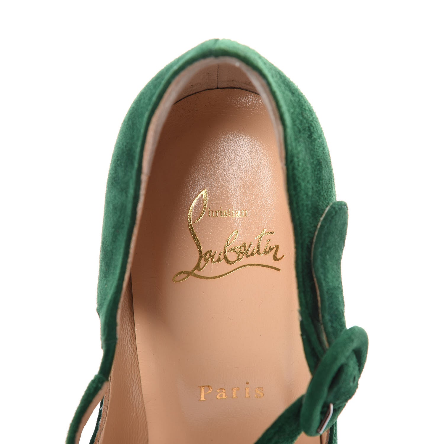 Christian Louboutin Suede Miss Ellen 100 Pumps 38.5 Green 9 of 9