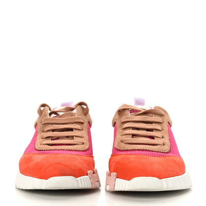 Hermes Air Mesh Suede Goatskin Bouncing Sneakers 38.5 Rose Multicolor 2 of 9