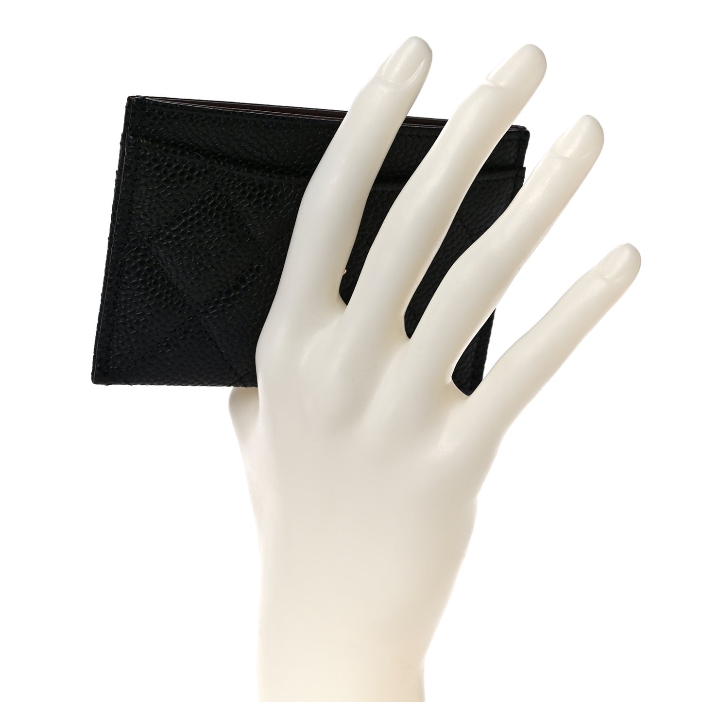 Caviar Quilted Card Holder Black
