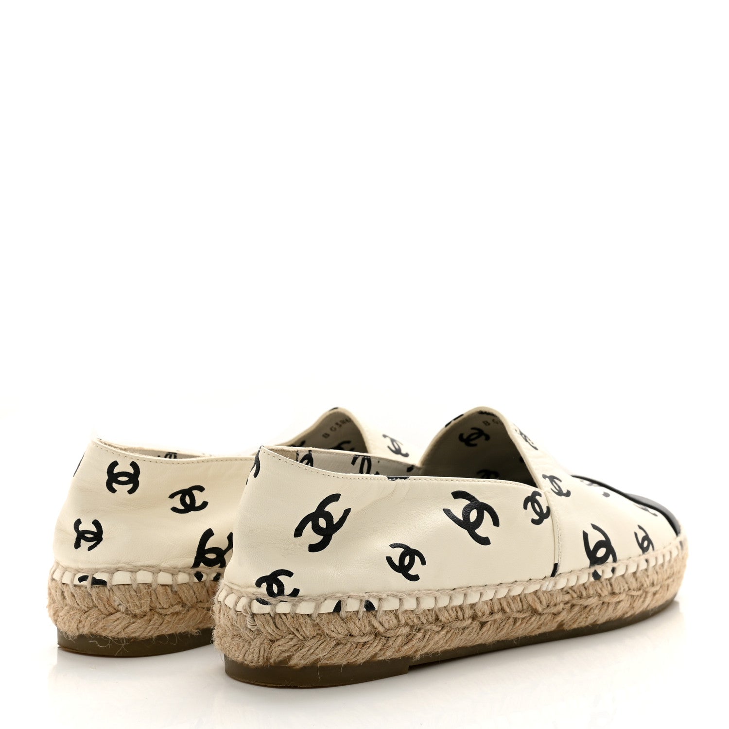 Chanel Lambskin Printed CC Espadrilles 39 White Black 4 of 8