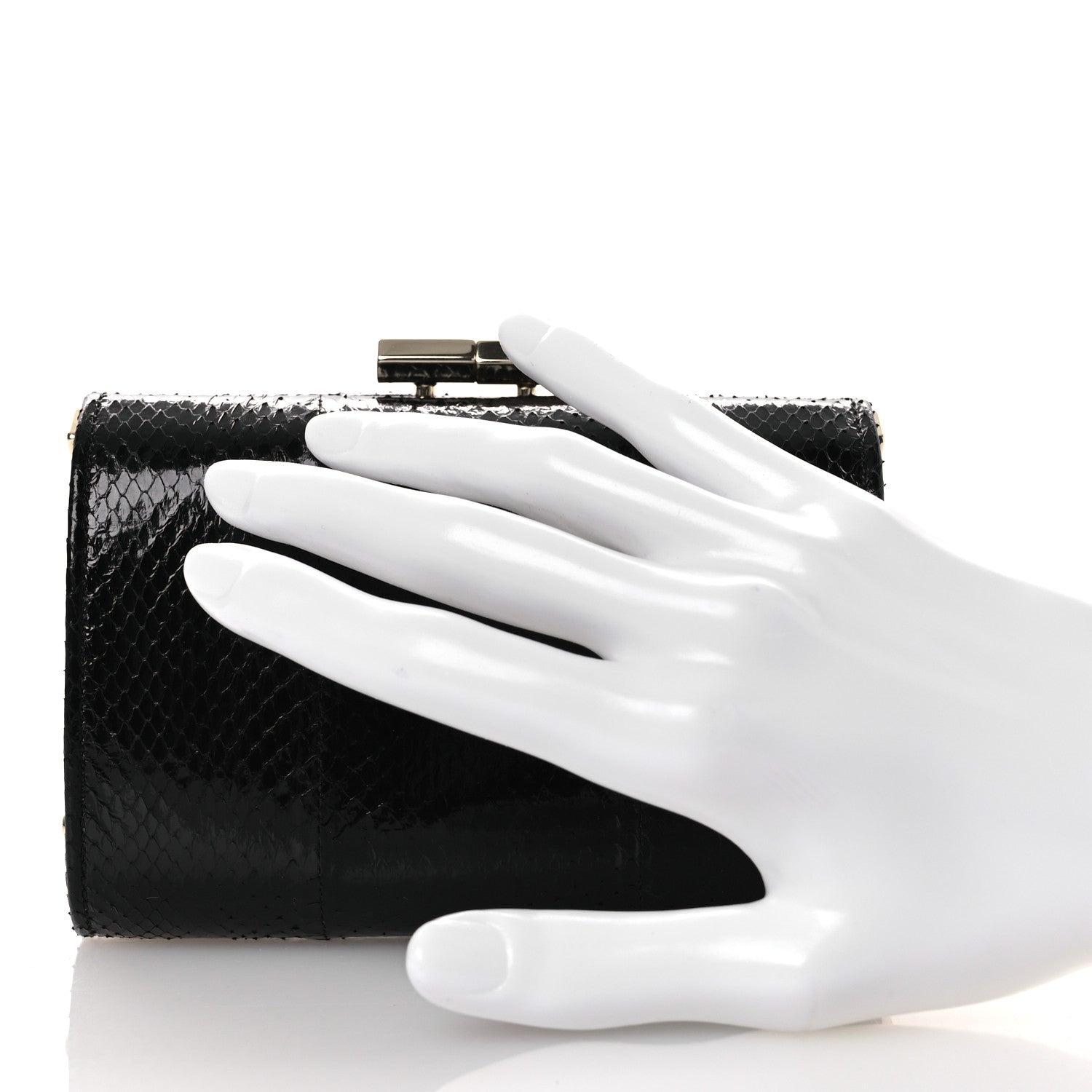 Jimmy Choo Snakeskin Mini Clutch Black 2 of 10