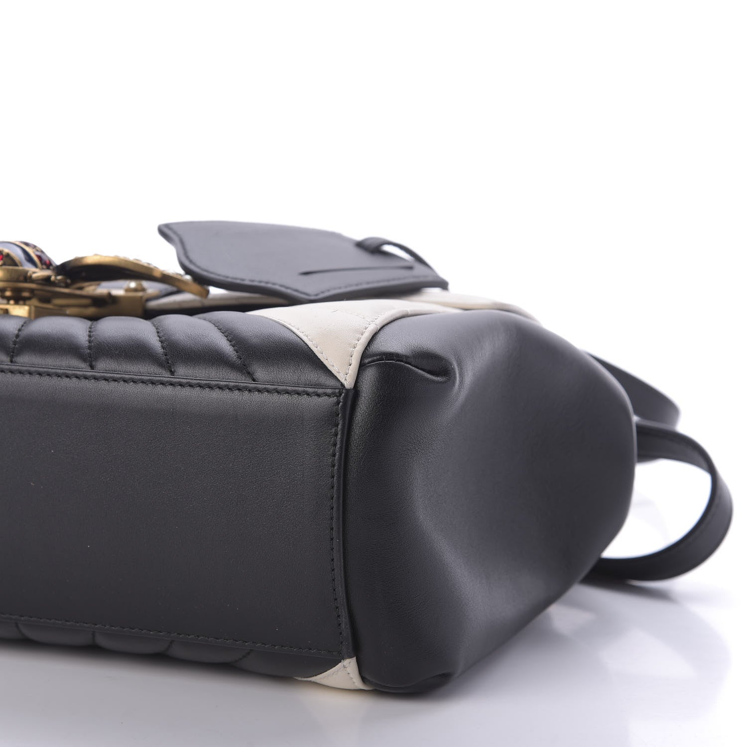 Gucci Calfskin Bamboo Trapuntata Queen Margaret Top Handle Bag Mystic White Black 8 of 10