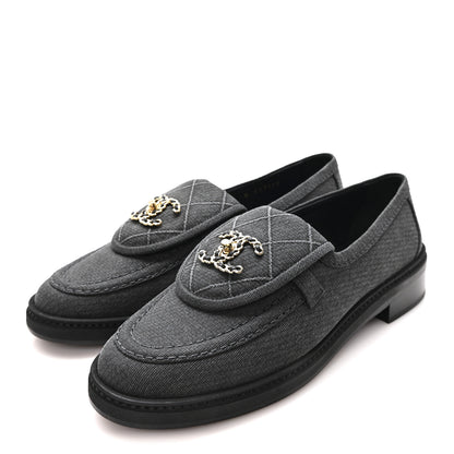 Chanel Cotton CC Turnlock Moccasins 37 Black 4 of 10