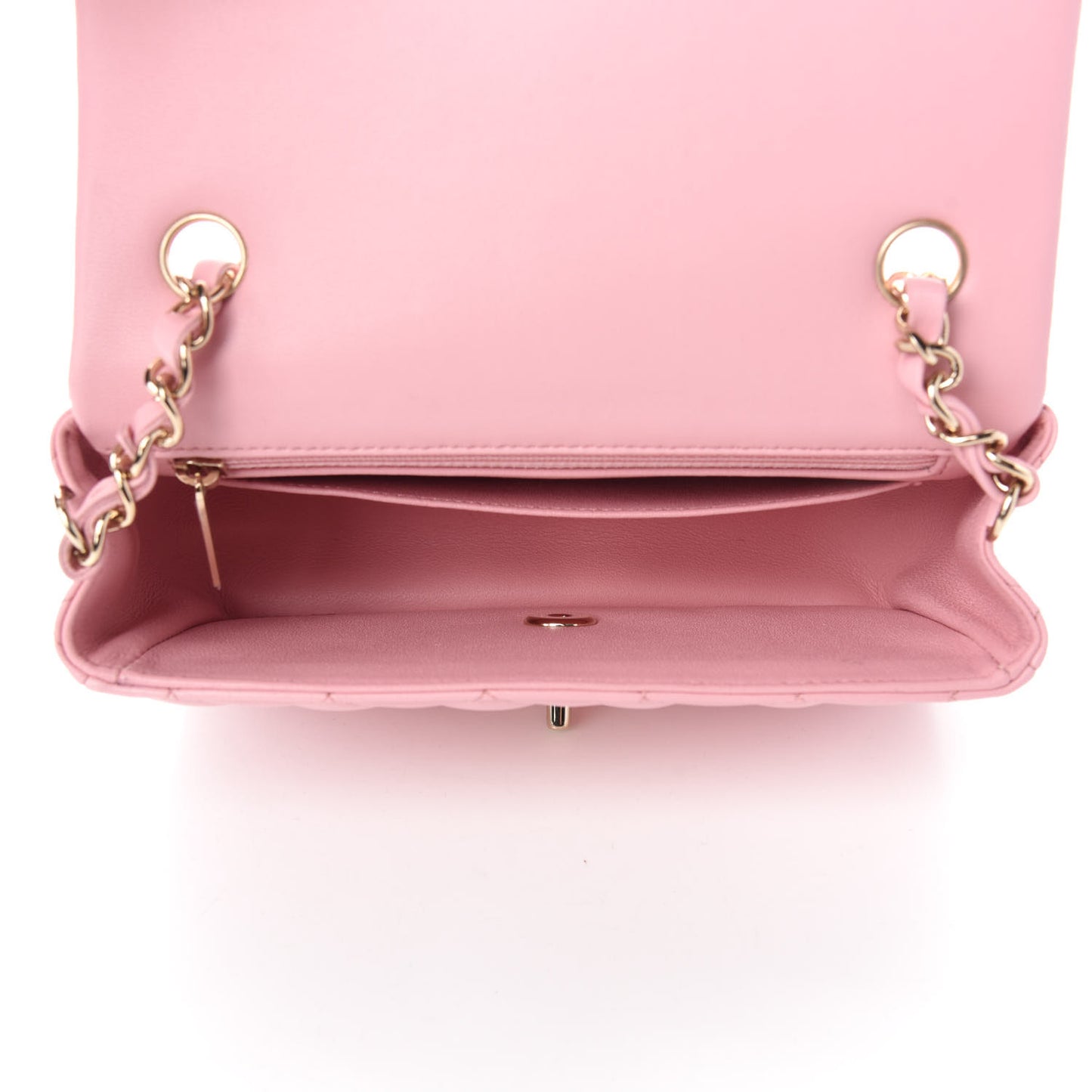 Lambskin Quilted Mini Rectangular Flap Pink