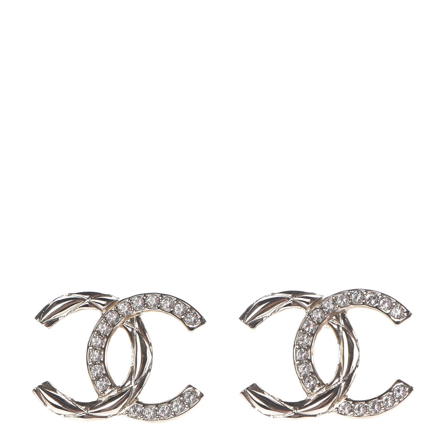 Crystal Large CC Earrings Gold