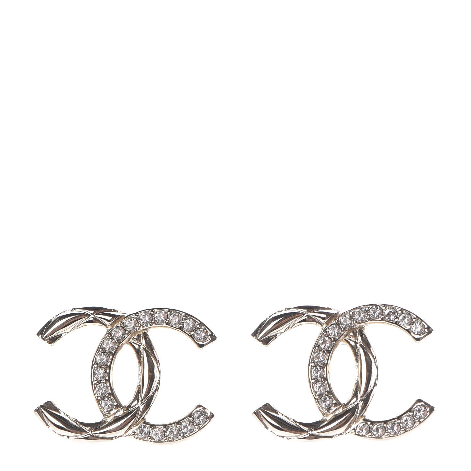 Chanel Crystal Large CC Earrings Gold 1 of 6