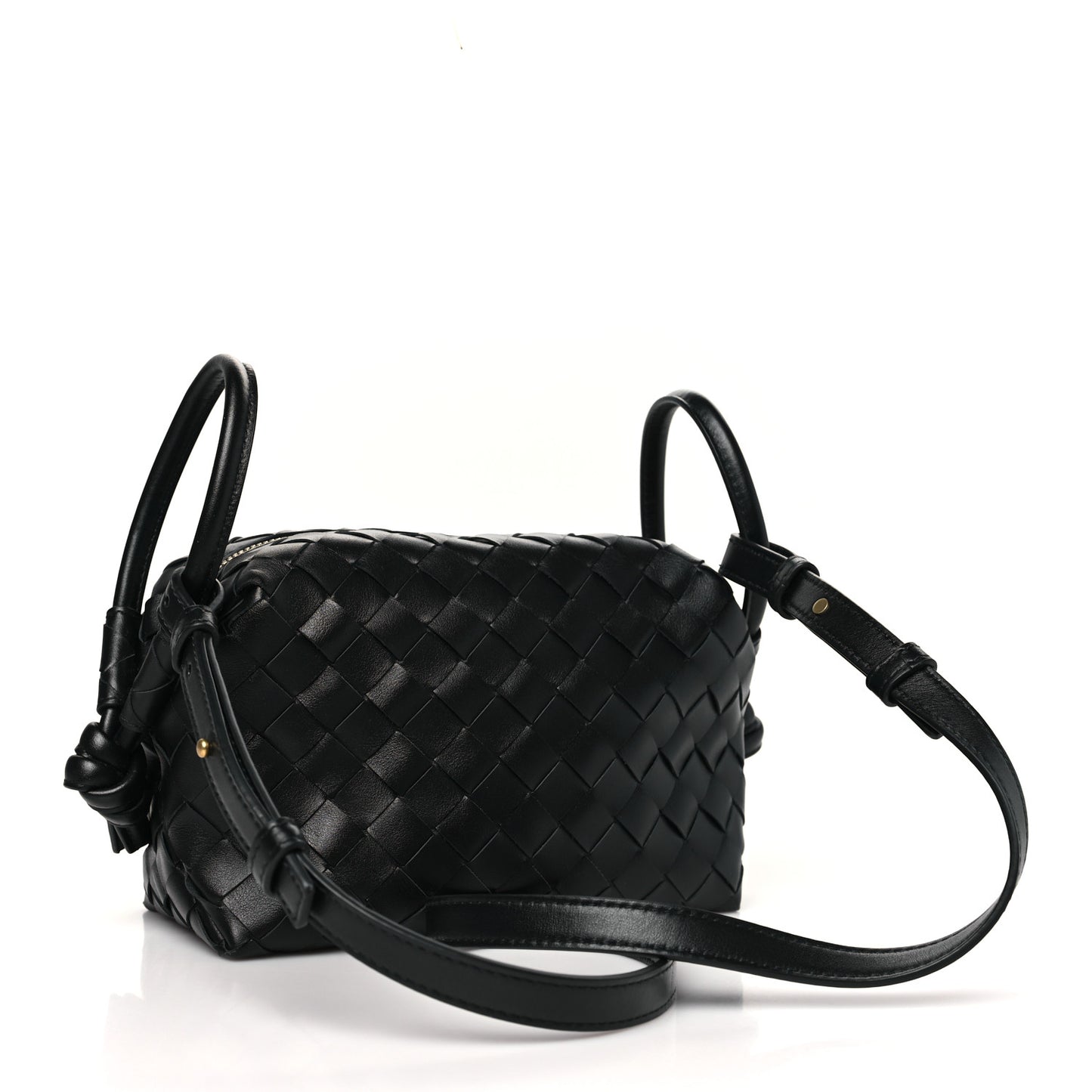 Nappa Intrecciato Loop Top Handle Camera Bag Black