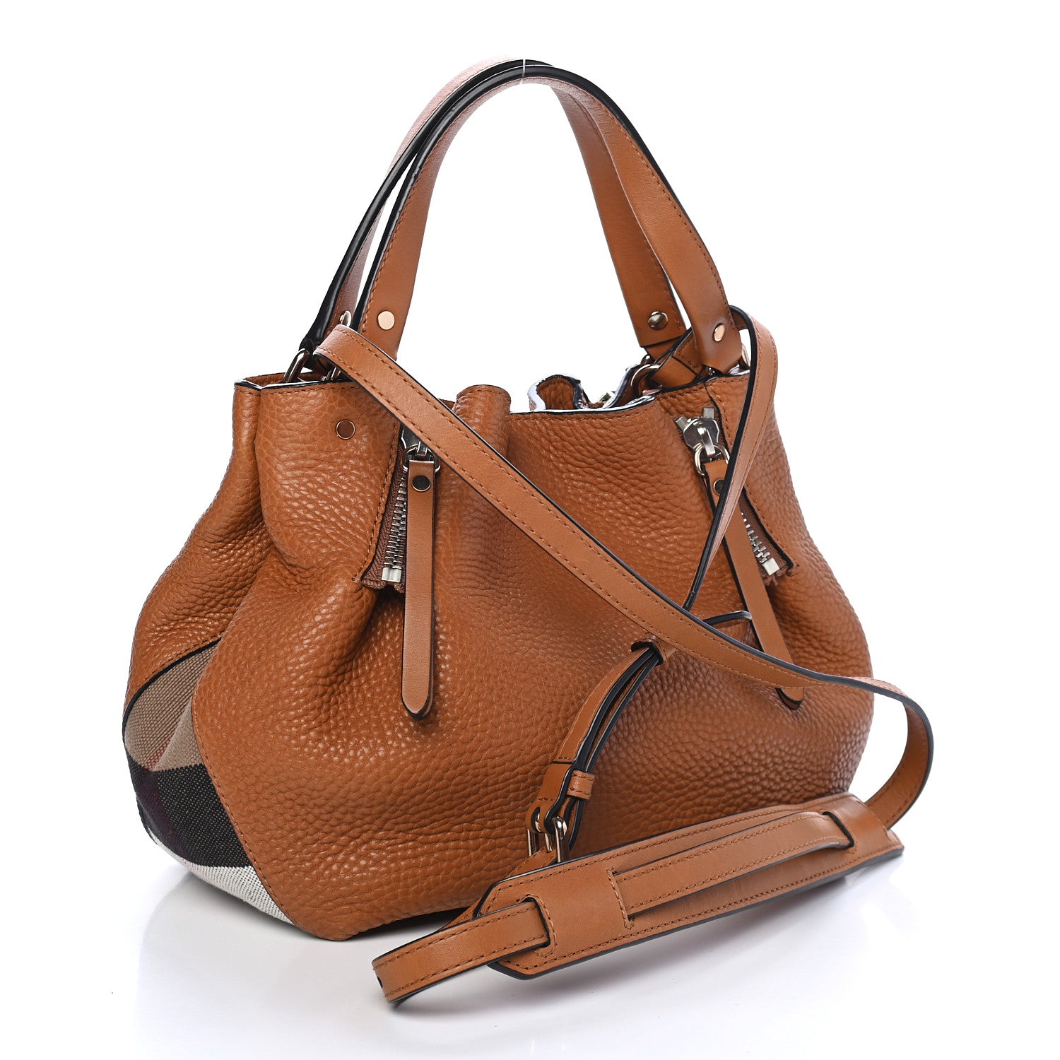 Burberry Grainy Calfskin House Check Small Maidstone Saddle Brown 3 of 10