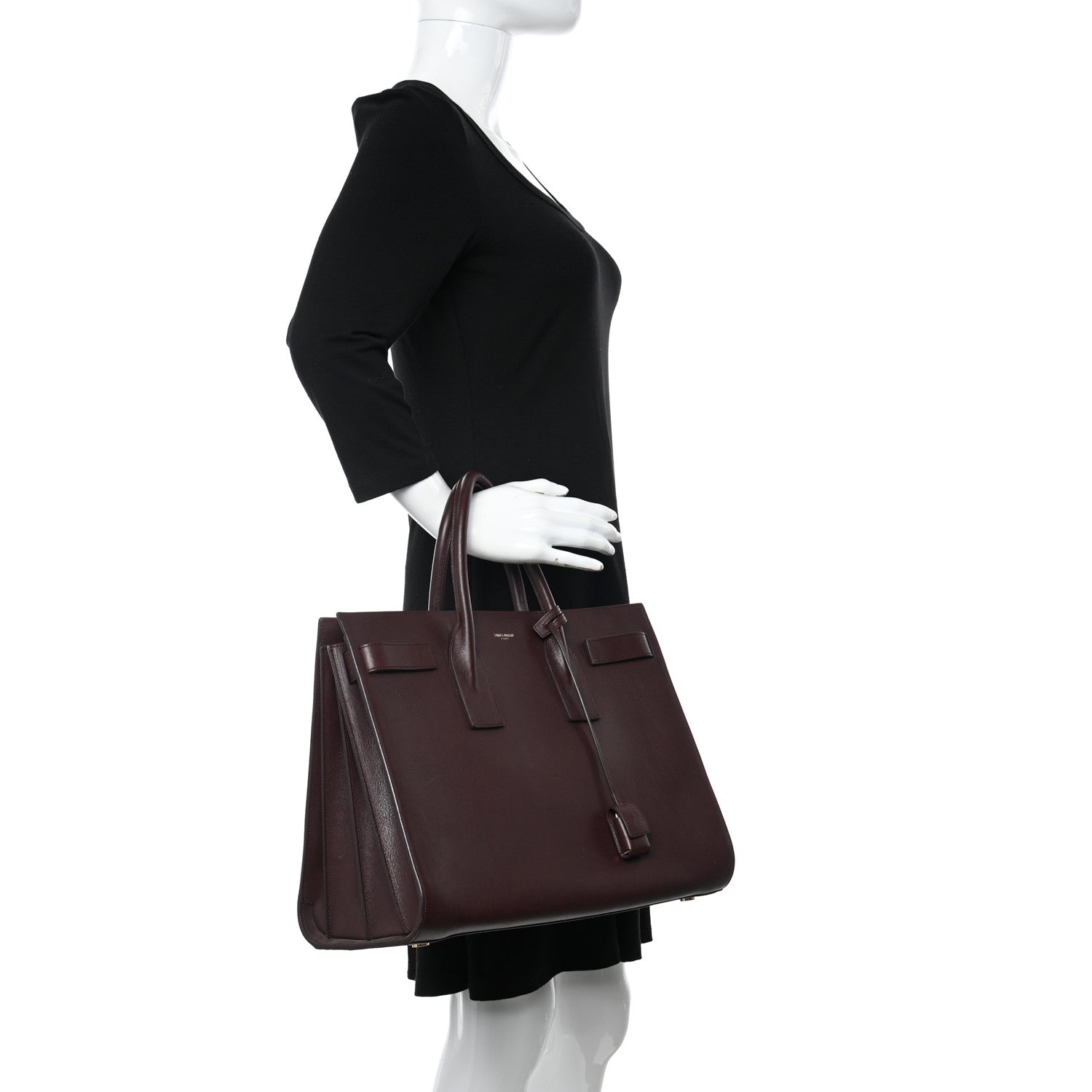 Saint Laurent Calfskin Large Sac De Jour Carryall Amarena 2 of 16
