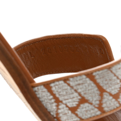 Hermes Embroidered Calfskin Oran Sandals 40 Naturel Gris Argente 8 of 8