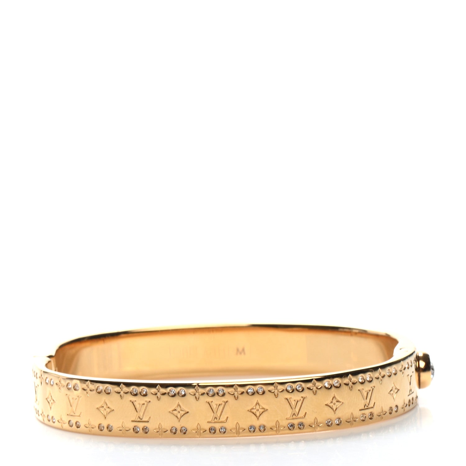 Louis Vuitton Brass Crystal Monogram Nanogram Strass Cuff M Gold 3 of 6