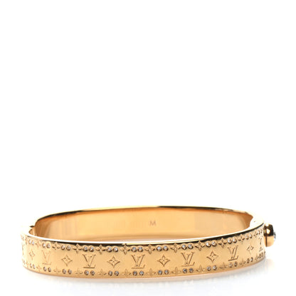 Louis Vuitton Brass Crystal Monogram Nanogram Strass Cuff M Gold 3 of 6