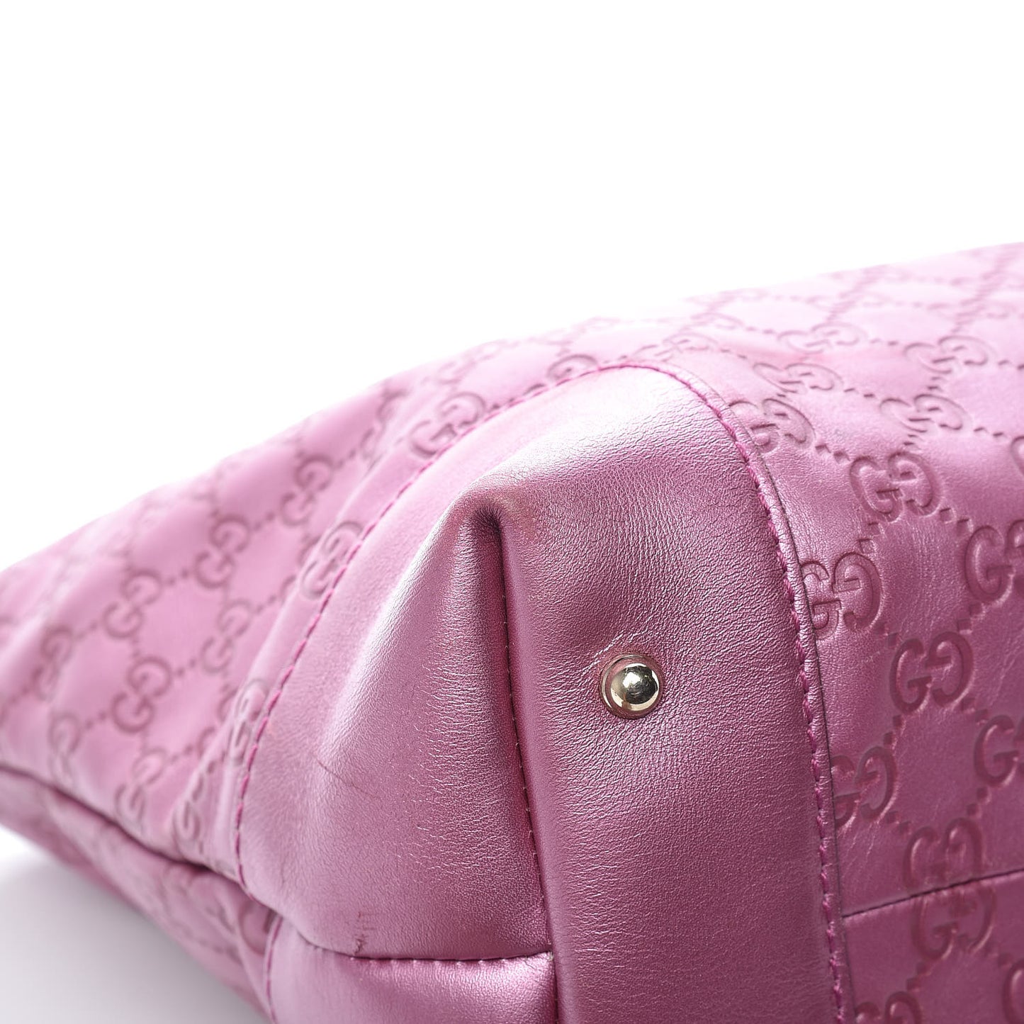 Metallic Soft Guccissima Large Heart Bit Charm Top Handle Tote Fresia Rose