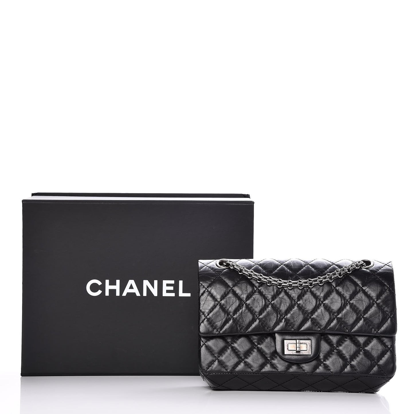 Aged Calfskin Quilted 2.55 Reissue 225 Flap Black