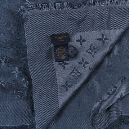 Louis Vuitton Silk Wool Monogram Denim Shawl Blue 3 of 3