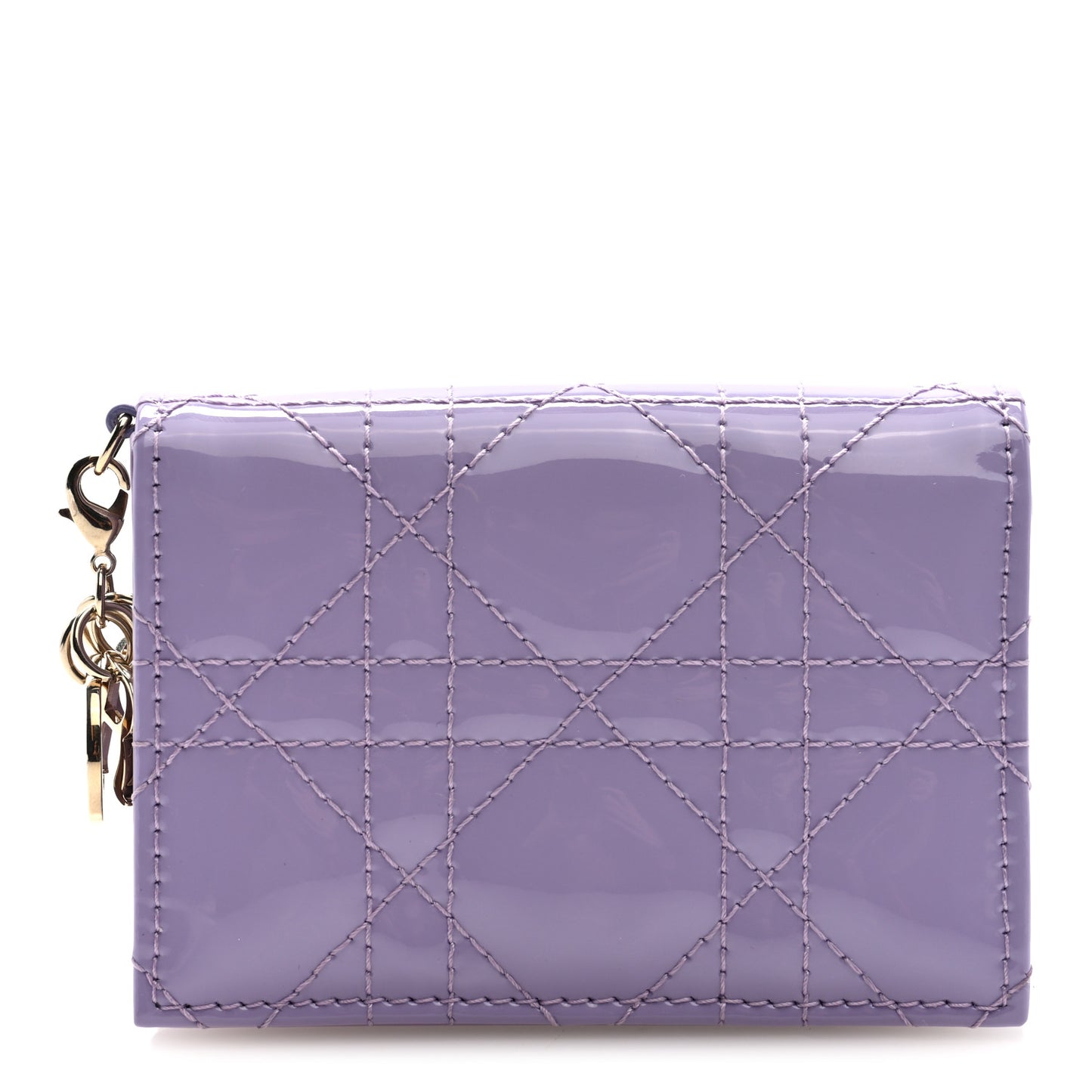 Patent Cannage Small Lady Dior Flap Card Holder Lilac
