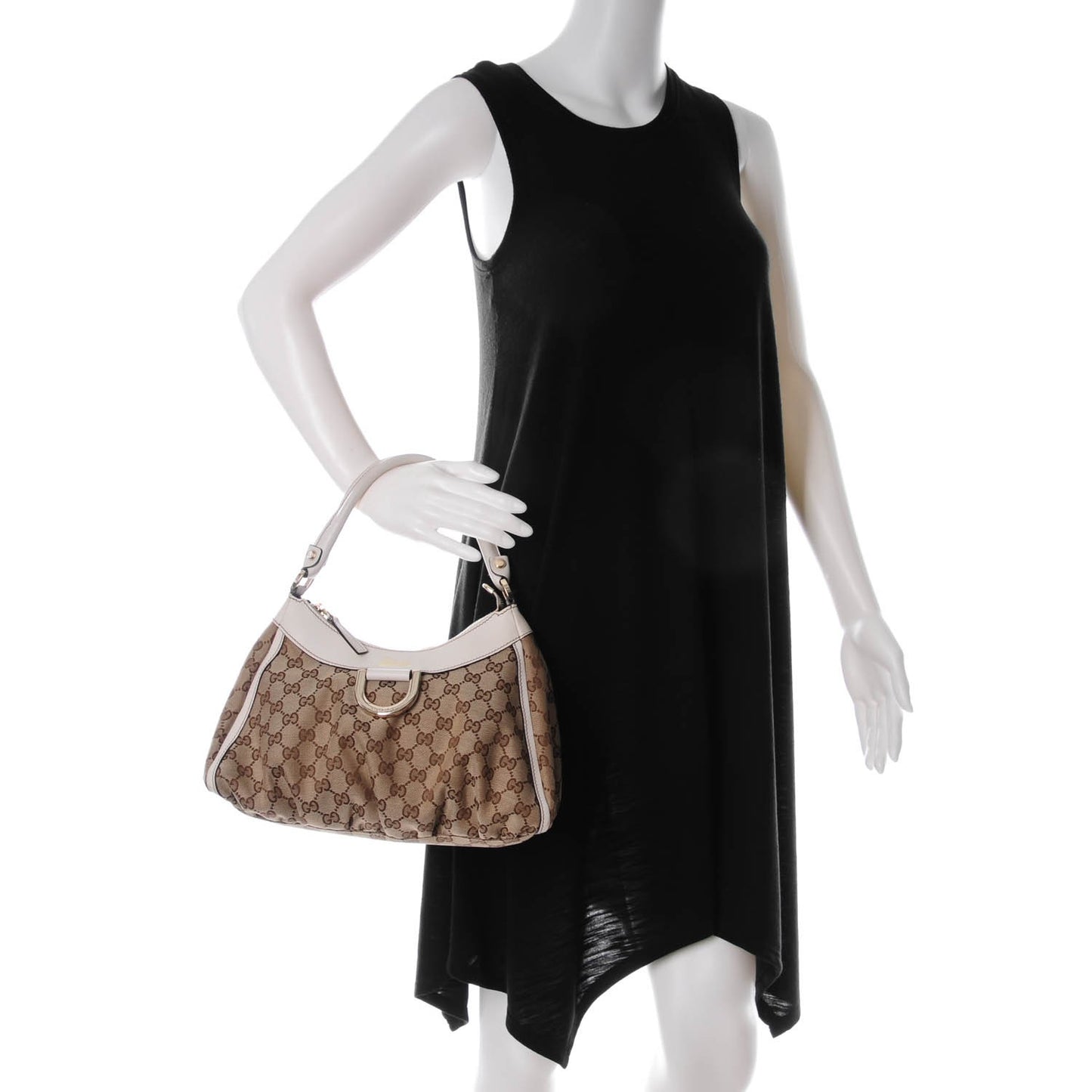 Monogram Medium D Gold Ring Hobo White