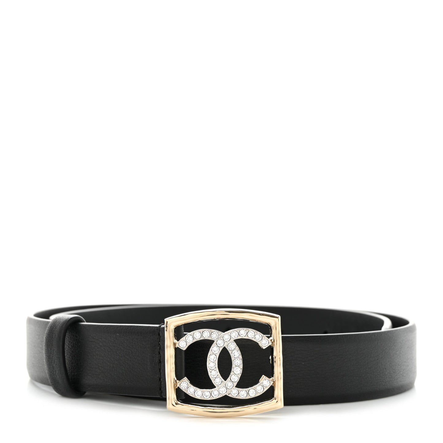 Calfskin Crystal CC Vendome Belt 85 34 Black