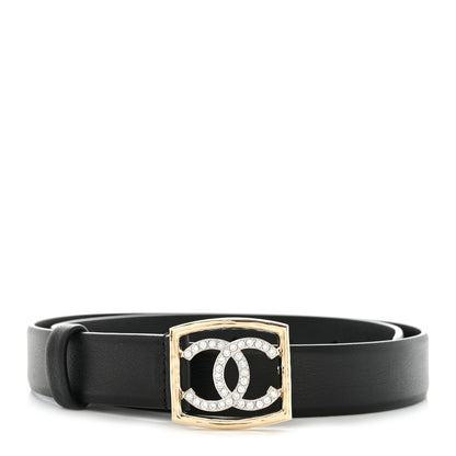 Chanel Calfskin Crystal CC Vendome Belt 85 34 Black 1 of 7