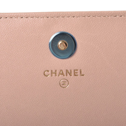 Chanel Iridescent Calfskin Quilted Boy Wallet on Removable Chain Light Pink 9 of 12