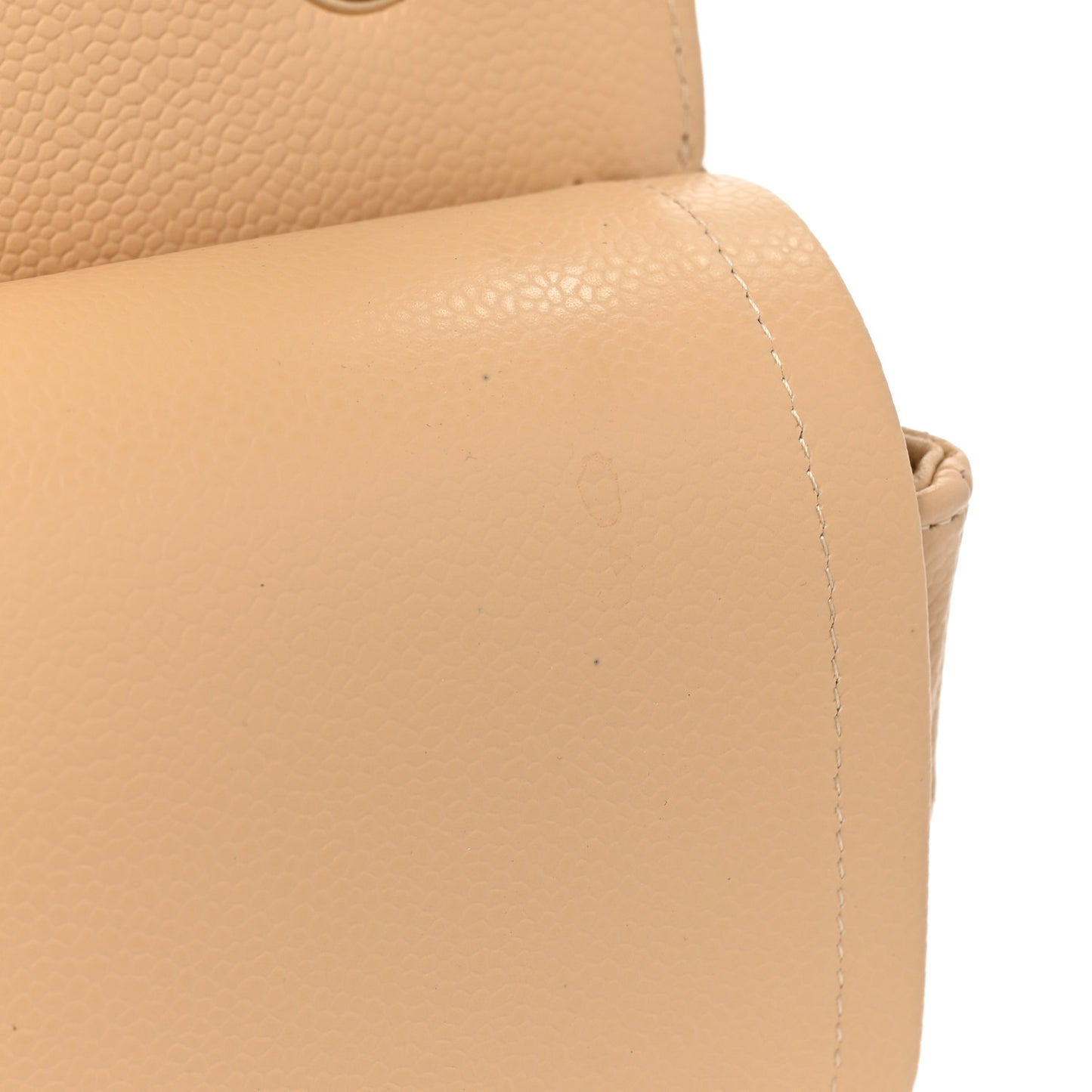 Caviar Quilted Jumbo Double Flap Beige
