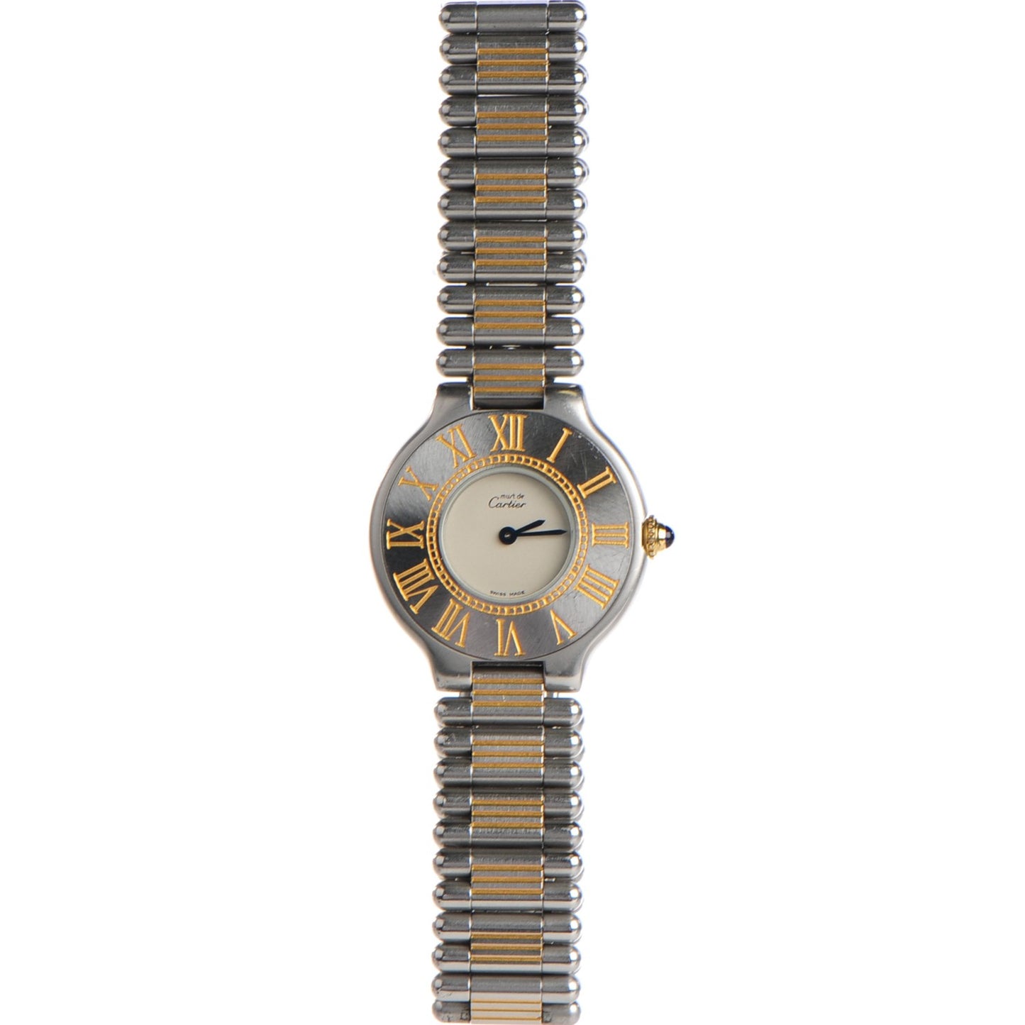 18K Yellow Gold Stainless Steel 28mm Must De 21 Watch