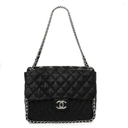 Chanel Washed Lambskin Quilted Maxi Chain Around Flap Black 1 of 10