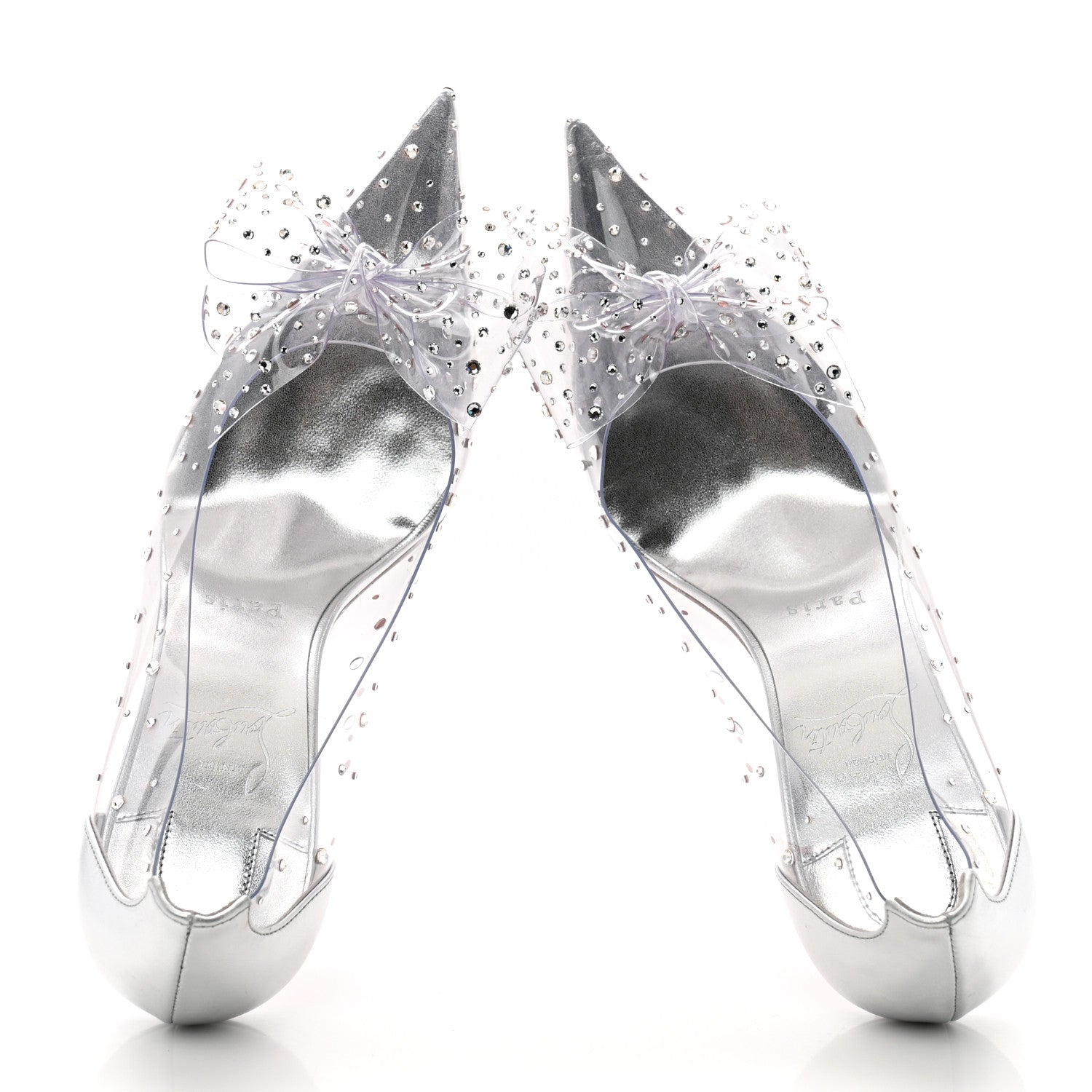 Christian Louboutin PVC Jelly Strass Nappa Laminata 80 Pumps 37 Crystal Silver 2 of 8