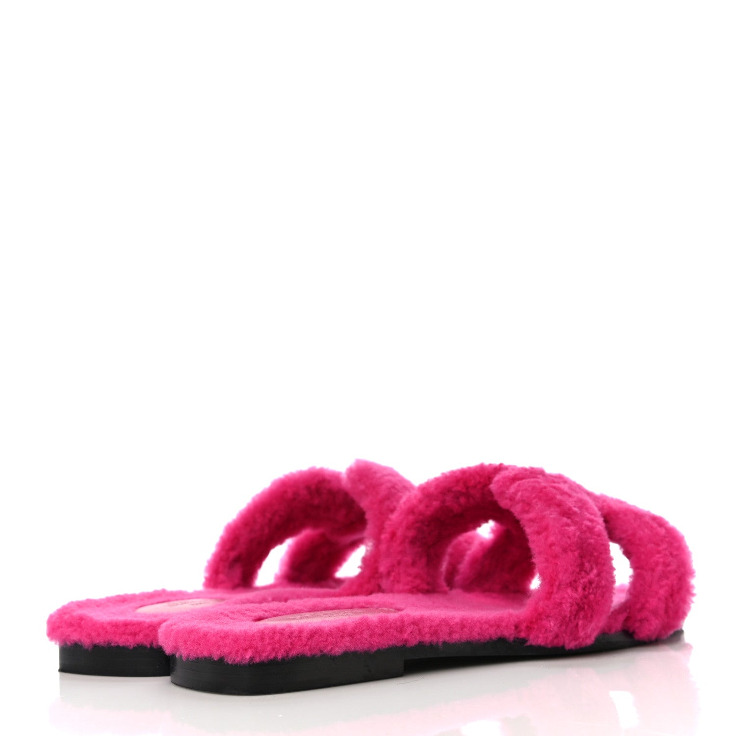 Hermes Woolskin Oran Sandals 37 Rose Fuchsia 5 of 16