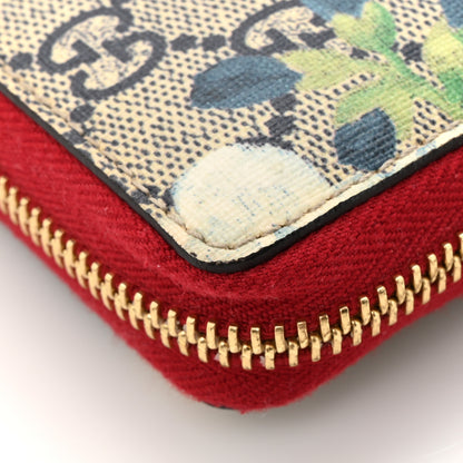 Gucci GG Supreme Monogram Blooms Zip Around Wallet Blue Red 10 of 11