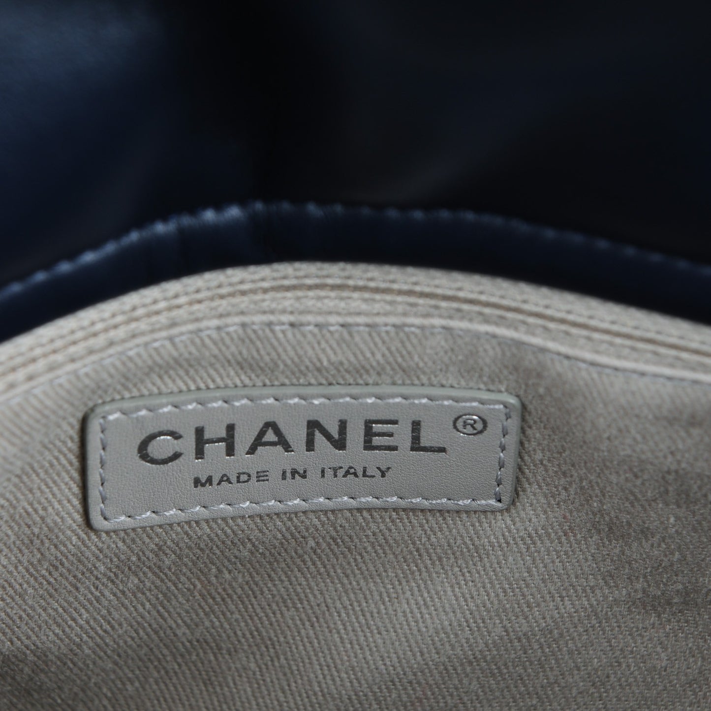 Calfskin Tweed Quilted Small Tote Navy Multicolor