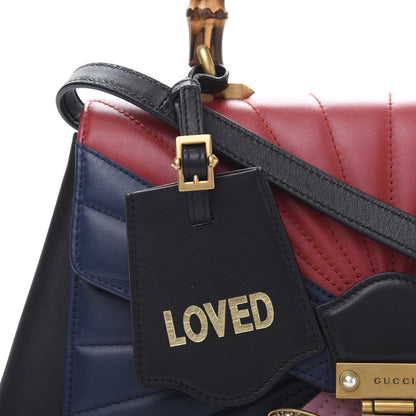 Gucci Calfskin Bamboo Trapuntata Queen Margaret Top Handle Bag Blue Agata Hibiscus Red Mystic White Sugar Pink 13 of 13