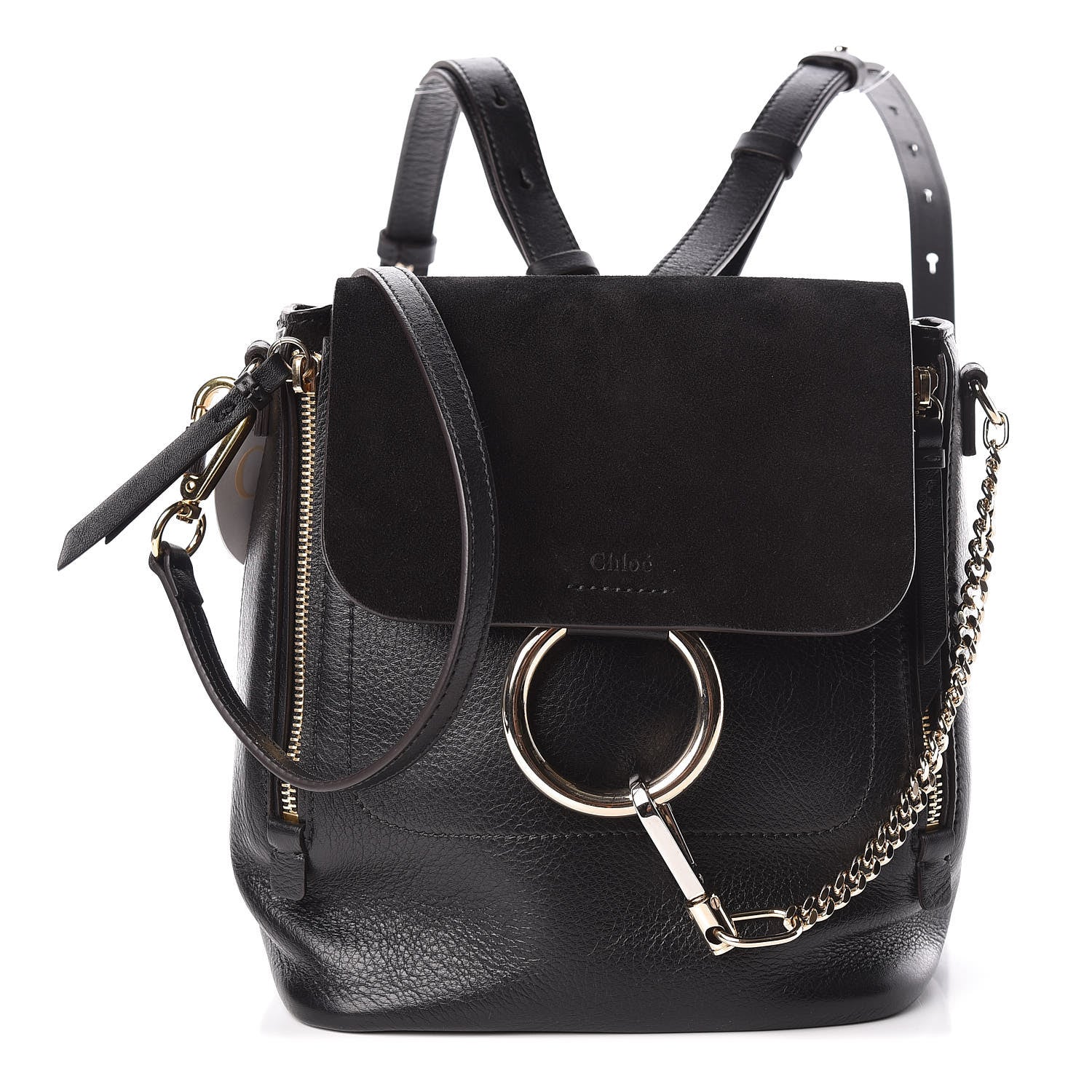 Chloe Suede Calfskin Small Faye Backpack Black 1 of 9