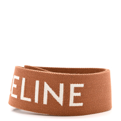 Celine Jacquard Wool Logo Long Strap Tan White 2 of 7