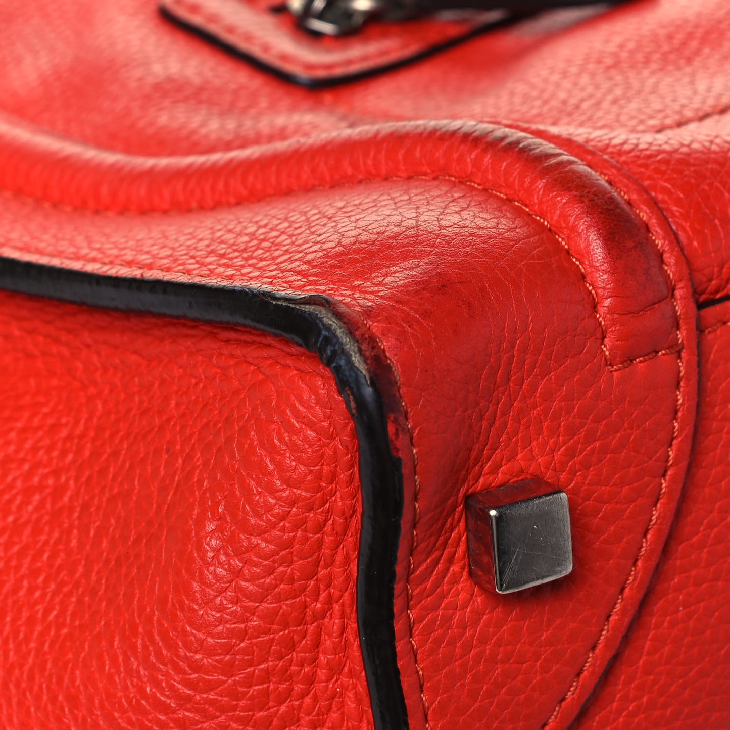 Drummed Calfskin Mini Luggage Vermillion