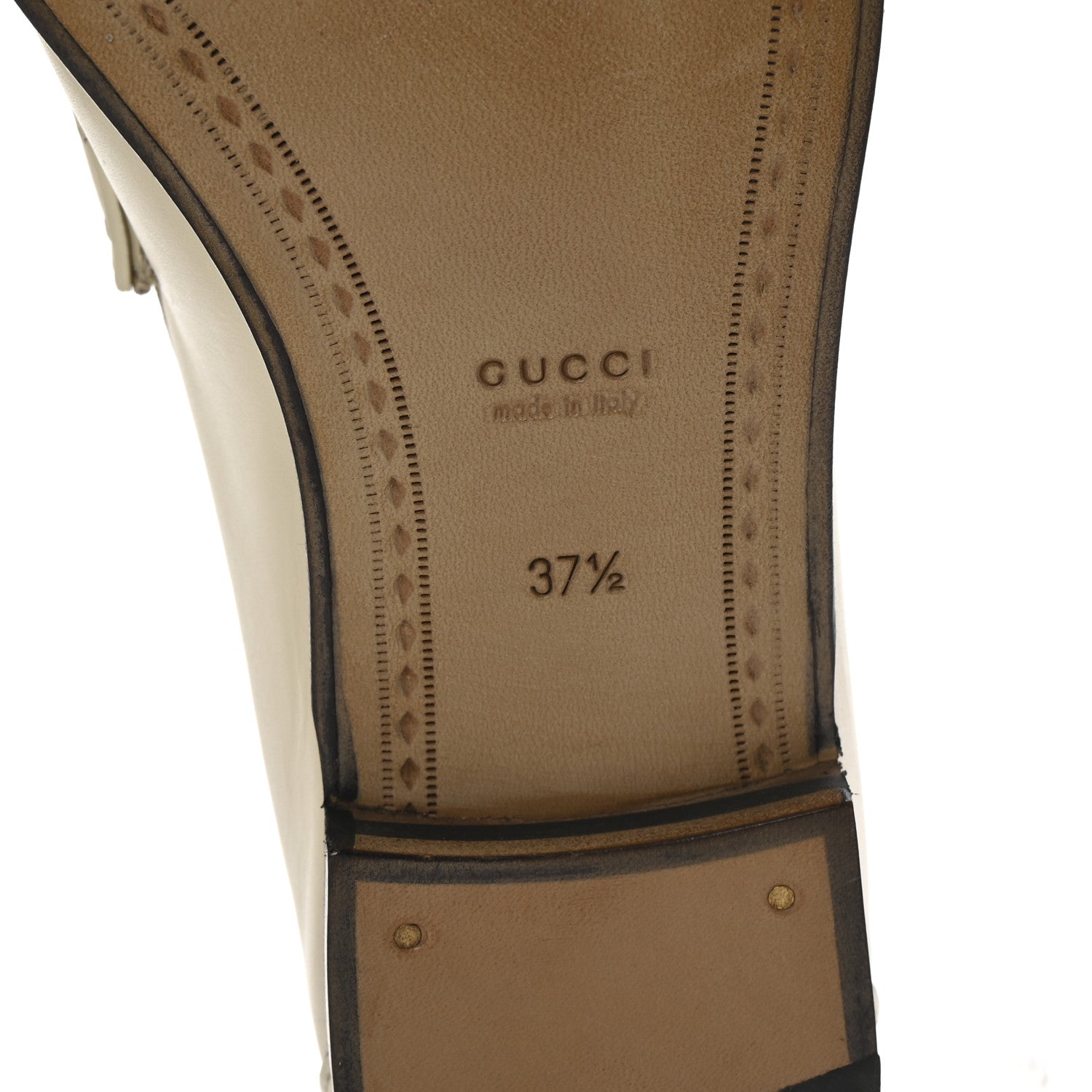 Gucci Betis Glamour Calfskin Womens 1953 Horsebit Loafers 37.5 Mystic White 7 of 8