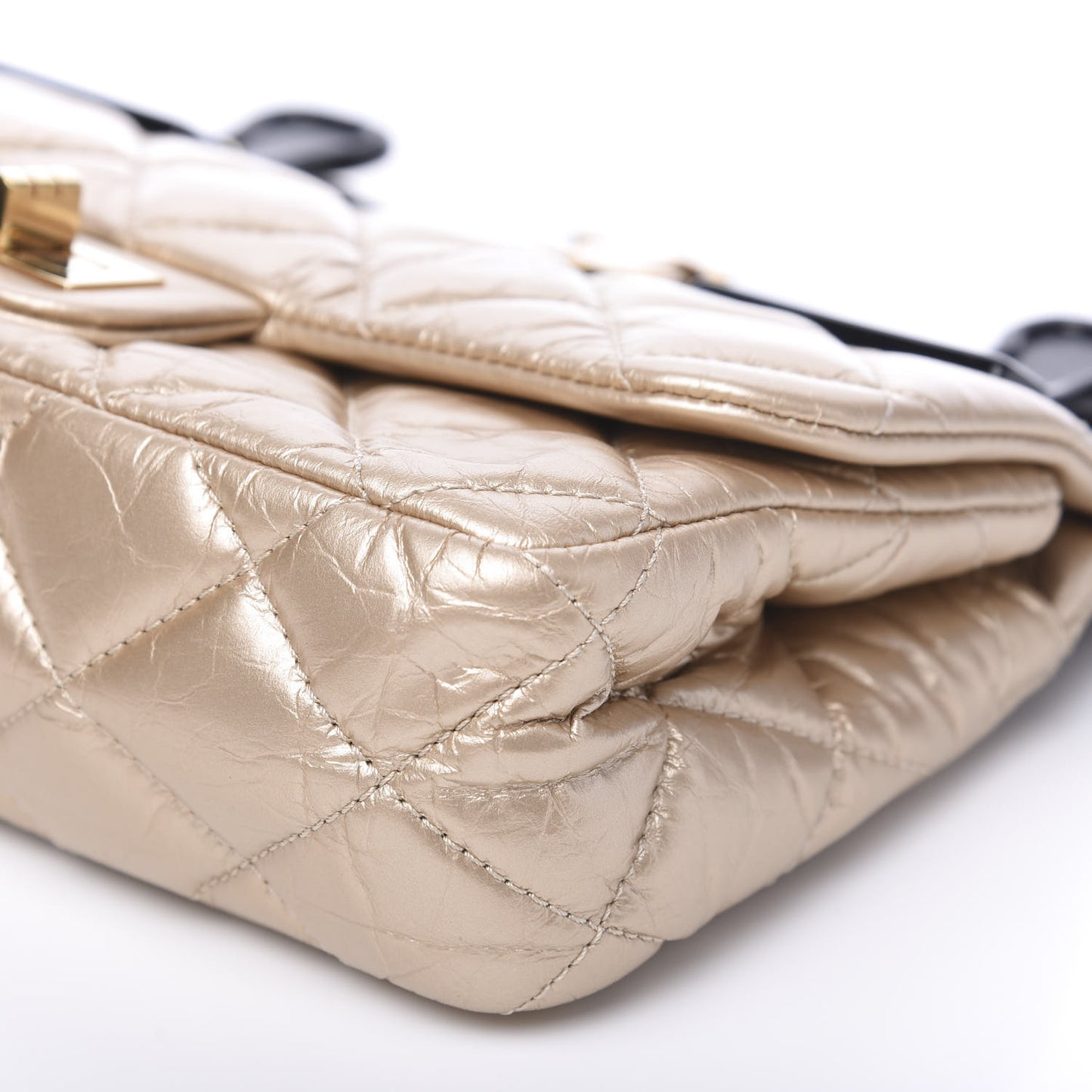 Aged Calfskin Quilted 2.55 Reissue Mini Hanger Flap Gold