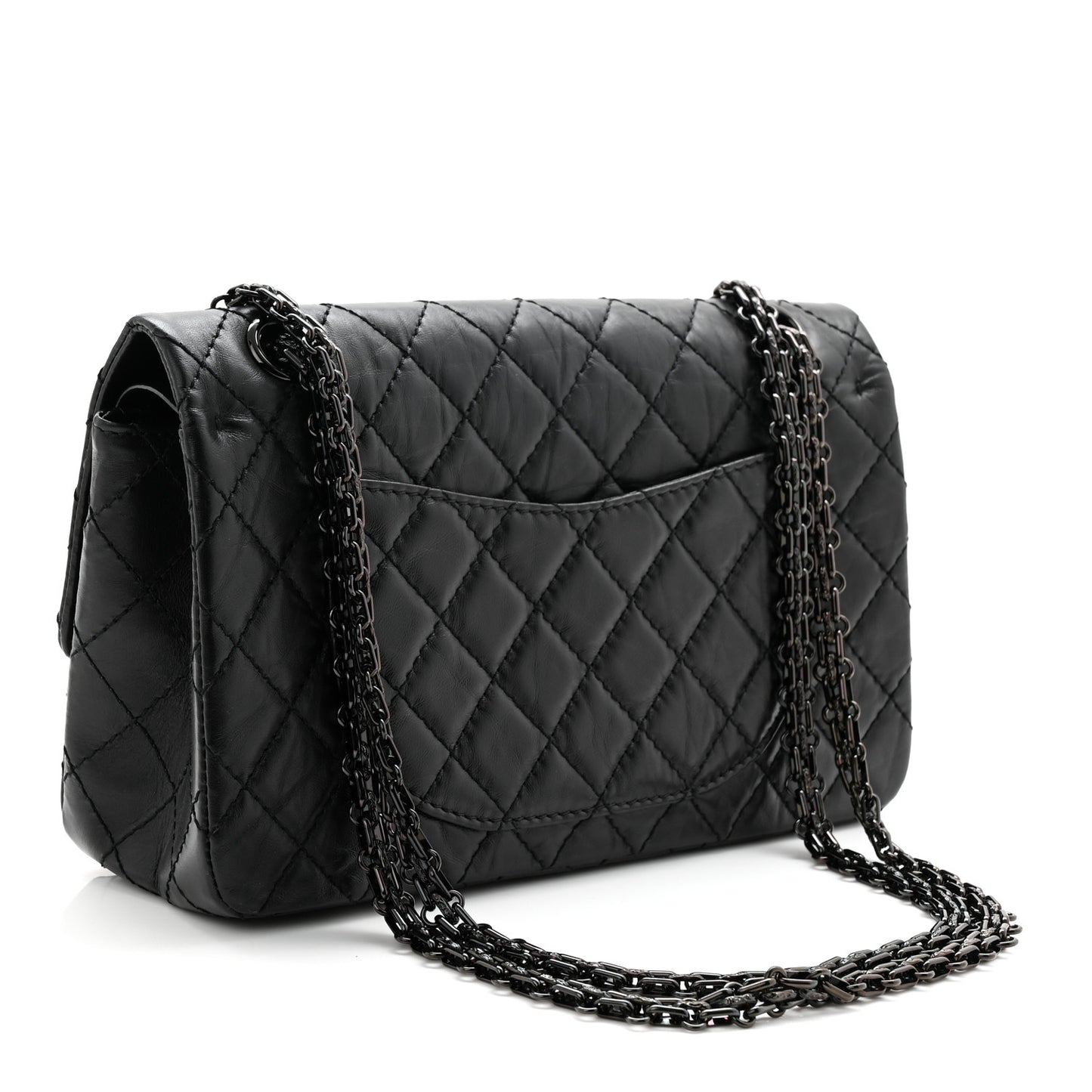 Aged Calfskin Quilted 2.55 Reissue 225 Flap So Black