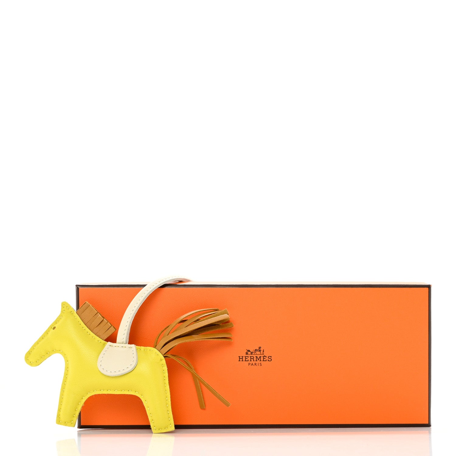 Hermes Milo Lambskin Grigri Rodeo Horse Bag Charm PM Lime Sesame Craie 4 of 4