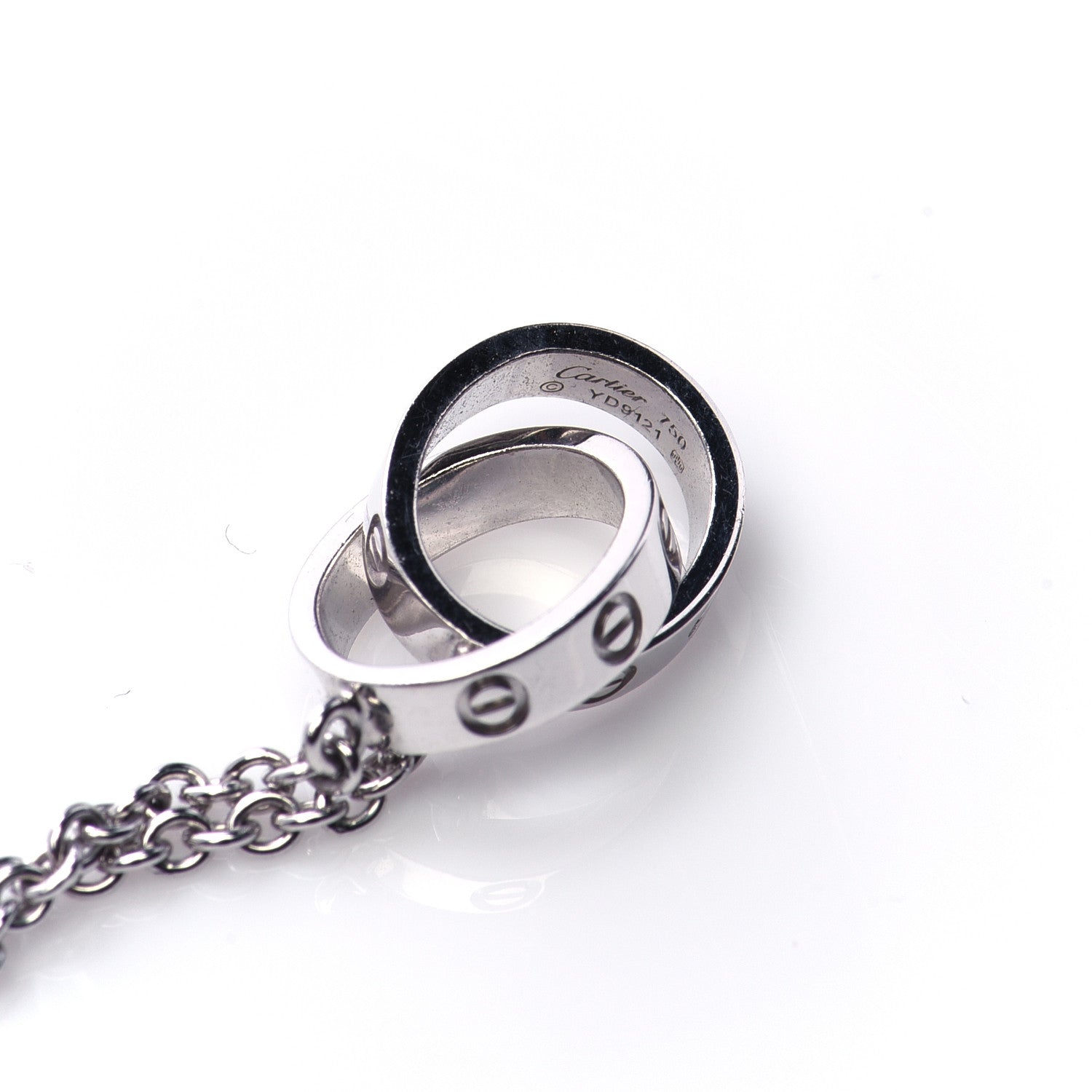 Cartier 18K White Gold Interlocking LOVE Necklace 4 of 5