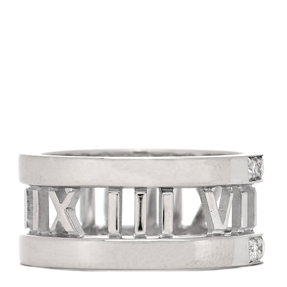 Tiffany 18K White Gold Diamond Wide Atlas Open Ring 52 6 3 of 4
